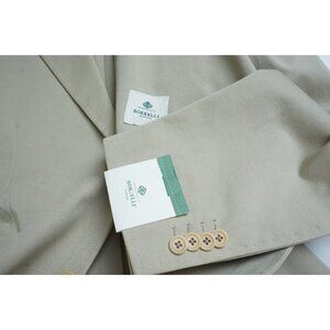 Borrelli Napoli Sorrento Khaki Brown 100% Cotton Sport Coat Jacket Sz 40 NEW